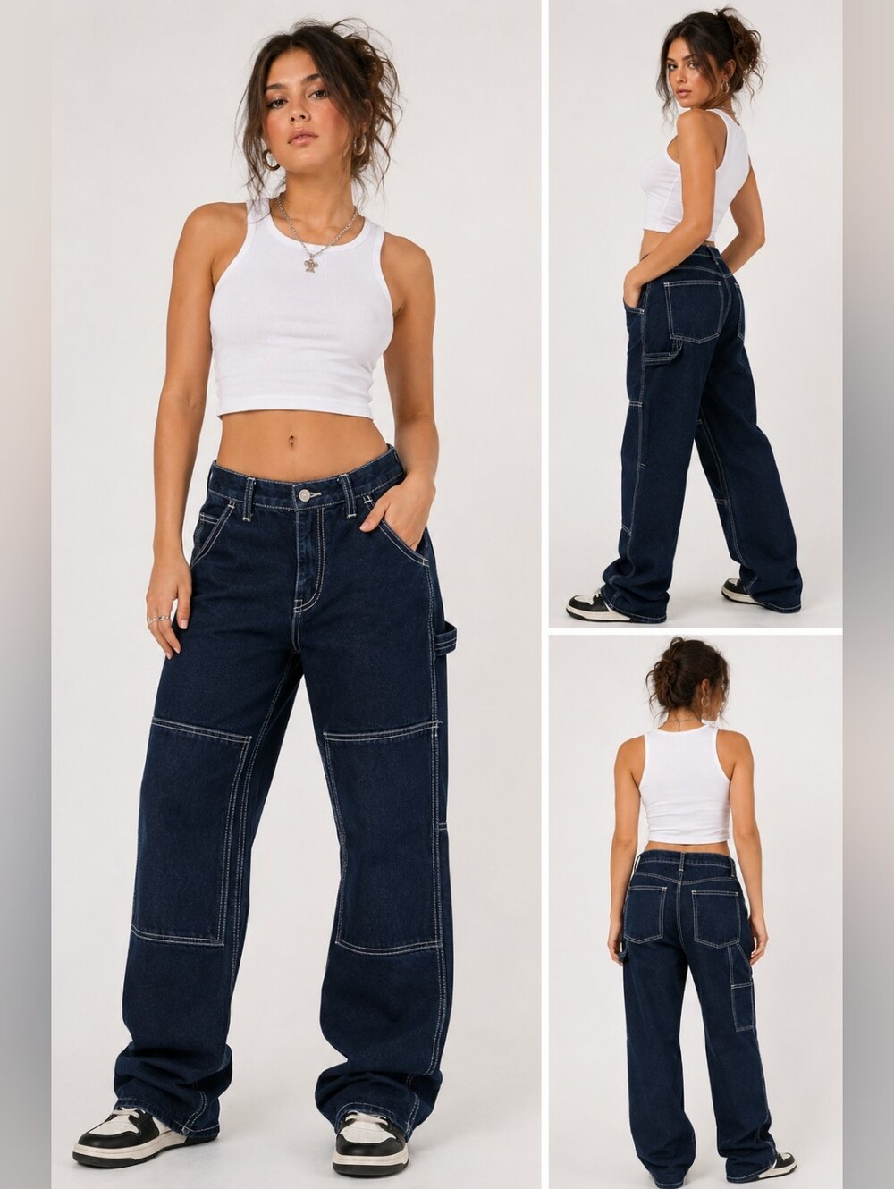 🖤 J.Galt Shanghai Dark Wash Carpenter Jeans Size S Contrast Stitch Y2K